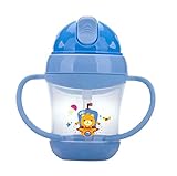 Ziweiba 赤ちゃん 漏れ防止 ベビーカップ カップ 赤ちゃんの吸着コップ ベビーカップ ハンドル付き (Aブルー )