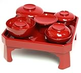 【漆塗り】高級木製お食い初め隅切食器セット　総朱【男の子】