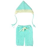 Zhhlinyuan 寝相アート ベビー服 Newborn Baby Boy Girl Costume Crochet Outfits Photography Props Cap Beanie + P