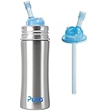 Pura Kiki Stainless Steel Straw Bottle (Natural Stainless) Plus 1 Extra Straw by Pura Kiki
