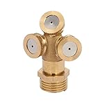 uxcell ミストノズル　霧ノズル　ゴールド　農業用　高圧力　三つのヘッド　オリフィス直径1.2mm　オスネジ