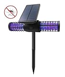 ソーラー殺虫ライト 電撃殺虫器 虫取り機 殺虫灯 ガーデンライト 蚊取り器 蚊取りライト 夜間自動点灯 捕虫器 LED投光器二台セット USB充電 (1個)