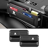 【クラウン 専用】隙間収納ボックス CROWN 専用ロゴ シートサイドポケット 車 クラウン 17系 18系 20系 30系 200系 210系 220系 対応 大容量 収納 小物入れ 落下防止 カー用品 車内 アクセサリー 便利グッズ PUレザー 運転席+助手席用 ロゴ左右方向対応 2個セット (ブラック, クラウン 専用)