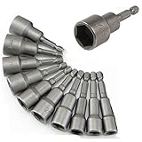 KRW ソケットアダプター 六角シャンク 6mm～19mm 10本セット マグネット ソケットビット ショートソケット セット インパクトドライバー 電動ドリル用