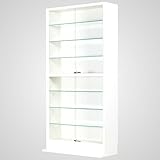 ほこりの入りにくい引戸タイプ コレクションケース幅90cm奥行き29cm高さ180cm (ホワイト)