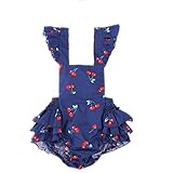 JOYORUN(ジョユラン)ロンパース 女の子 プリント レース 子供服 ベビー服 カバーオール 超かわいい 幼児 出産祝い ブルー L(12-24ヶ月) 90cm