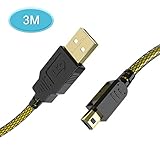 6amLifestyle 3DS充電ケーブル New 3DS LL/New 3DS/3DS/New 2ds LL/3DS LL/DSi/DSi LL対応高速USB充電ケーブル 3m (3DS用) 金・黄色い