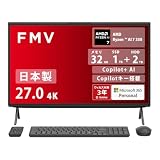 FMV デスクトップパソコン 一体型 日本製 3年保証 Copilot+ AI Desktop F WF3-L1 (MS 365 Personal/Copilotキー搭載/Win 11/27.0型 4K/AMD Ryzen AI 7/16GB/SSD 512GB + HDD 4TB/BDXL対応 Blu-ray Discドライブ) AZ_WF3L1_Z1086 K0A10009JP