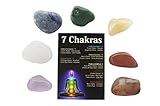 7 Piece Assortment Set of Polished Gemstones for Chakra Healing with Chakra Information Card by JIC 