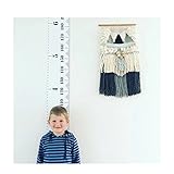 popupeベビー高さGrowth Chart Hangingルーラー、子供部屋壁装飾木製フレームファブリックルーラー、取り外し可能なキャンバスLarge高さ測定テープから誕生に大人用79 " x7.