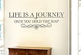 Life Is A JourneyのみYou Hold Theマップ壁ステッカーアートデカール – Large (高さ42 cm x横幅139 cmブルー