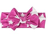 女の赤ちゃんの蝶結びと星の印付きのストレッチヘッドバンドヘッドラップクリップホープス (パープル)