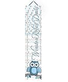 子供用キャンバスBirth Info Growth charttmブルーグレーフクロウシェブロンベビーNurseryキャンバスGrowth Chartベビーシャワーギフトgc0239