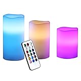Songmicsのセット3 LEDフレイムレスキャンドルマルチカラーwithリモート制御とタイマーuflc75 C