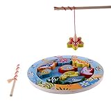 Rolimate2歳の歳の学年の子どもたちの年齢に、初期のデスクトップを移動する就学前教育初等教育初等教育木製磁気漁具上の10の木製のパズルのおもちゃの釣りゲームシリーズは子供の男の子と女の子の幼児ユ