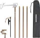 ランタンスタンド ランタンポール クランプ式 打ち込み式2WAY テーブル ランタンハンガー ランタンフック 2個付き 長さ4段階調整可能（