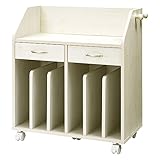 ぼん家具 ランドセルラック 収納 木製 ワゴン 収納ラック おかたづけ 幅60cm ホワイト