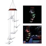 Itian ソーラー風鈴ライト 飾り用ライト クリスマスライト 風鈴搭載 防水 色が自動変更 庭園灯 夜間自動点灯 光センサー 配線不要 どこにでも簡単設置 (蝶型)