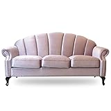 クラシックデモダン【シェルファ】三人掛け 貝殻モチーフソファ（セピア/ベルベット×ブラック）アンティーク ビンテージ ロマンティック かわいい おしゃれ プリンセス 姫系 エレガント【搬入・設置サービス】VS3F221K 家具 チェア ソフ