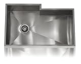 Lenova SS-0Ri-S2 Zero Radius Stainless Steel Bump-Out Single Bowl Undermount Kitchen Sink, Large by 