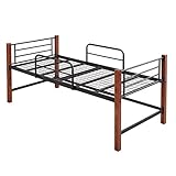パイプベッド ベット 木製脚 天然木脚ジョイントベッド ミドル カラー：ブラックブラウン