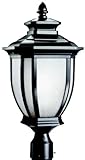 Kichler Lighting 9938BK Salisbury 1-Light Outdoor Post Fixture, Black with White Linen Glass [並行輸入品]