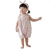 Mir・Mira(ミル・ミラ)花柄かわいいサロペットベビー服★バンダナ付き　肩紐　ノースリーブ　ボディーシャツ　flfl (80号　9〜12ヶ月, ホワイト) [並行輸入品]