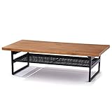 LOWYA （ロウヤ） テーブル ローテーブル 折りたたみ 天然木 突板 パイン材 スチール脚 面取り加工 選べる収納棚 スチールタイプ 幅120cm ヴィンテージブラウン