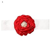 Nice Days（ナイス　ディズ） ベビー ヘアバンド 髪飾り レース 花 新生児 髪飾り 出産祝い 誕生日 プレゼント (赤)