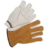 Bob Dale 20-9-145-S Premium Grain Leather Fleece Lined Driver Glove with Split Back, Small, Tan by B