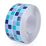 ヒロワールドトレード 防水テープ キッチン用 洗面用 タイル 柄 トイレ すき間テープ 補修テープ (青タイル柄)
