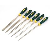 uxcell　やすりセット　ダイヤモンドファイル　スクエア　三角　フラット　グリーンプラスチックハンドル　ラウンド　4mm x 160mm　6本入り
