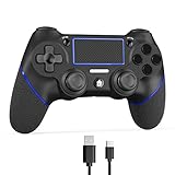 PS4 コントローラー Bluetooth5.0接続 ワイヤレス4 コントローラー ジャイロセンサー HD振動 TURBO連射 600mAh大容量 高耐久ボタン 日本語取扱説明書付き(青)