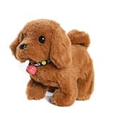 Apaeofl 犬の動くぬいぐるみ犬電動サウンド付きペットシミュレーション電子ペット子供ロボット犬ペット給餌知育玩具想像力トレーニングキャラクター遊び、女の子、男の子、ギフト (ブラウン)