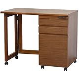 ライフスタイリングショップ 折りたたみデスク ミシン台 収納 幅91.5cm ウォールナット 完成品 AN-141DB