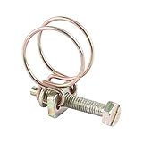Akozon ウォーターホースクランプ　調整可能なダブルワイヤーパイプクリップフープ配管ファスナー 10個(25mm（21-25）)