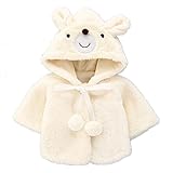 Candy ベビー服 ベビー キッズ コート 暖か 女の子 ジャケット 厚手 防寒 クマ　 女の子 ガールズ コート 厚手 防寒 アウター ジャケット フード付き (80cm, ホワイト)