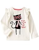 Gymboree Baby Toddler Girls' Kitten Me Right Now Graphic Tee Jet Ivory 6-12 [並行輸入品]