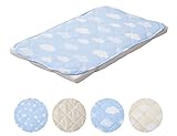 エムール ママの声から生まれた ナチュラル柄 『ベビー用 敷きパッド』 ミニサイズ 60×90cm 雲柄 ブルー