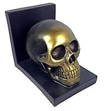 Human Skull Bookend Antique Gold Look [並行輸入品]