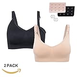 Burvogue女性フロントオープン授乳用の妊婦用ブラジャー (Medium, ブラック＋スキン1)