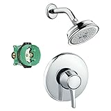 Hansgrohe KS15404-04070PC Croma C 100 Showerhead Kit with PBV Trim, and Rough in Chrome [並行輸入品]