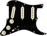 Fender ギターパーツ Pre-Wired Strat Pickguard, Vintage Noiseless SSS, Black 11 Hole PG