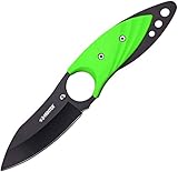 Master Cutlery ZB-139 Z-Hunter 7" Neck Knife Black Blade with Green Plastic Handle and Sheath [並行輸入品
