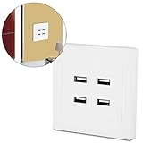4ポートUSBソケット　DC 5V　パネルコンセント　壁コンセント　チャージャー　壁ソケット　AC電源コンセント　充電器　ホワイト　AC 110〜250V　過充電保護機能　スマートフォン充電対応