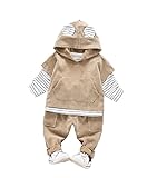 FEVON　セットアップ　子供　男の子　3点セット　春秋　Tシャツ　長袖　パーカー　フード付き　ロングパンツ　長ズボン　キッズ　ボーイズ　上下セット　可愛い　ボーダー柄　ポケット付き　ベビー服　カジュ