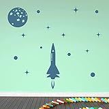 スペースセットウォールステッカーロケット、惑星、星壁デカール子供寝室ホームデコレーションで使用可能な5サイズ25色 01. X-Small 27cm (W) x 50cm (H)