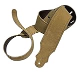 フランクリンストラップスエードとレザーレットバッキングギターストラップ, ハニー/ブラウンステッチ, 2.5"