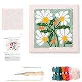 刺繍キット 初心者 25cm x 25cm クロスステッチ刺繍 キット 人気DIY 刺繍セット 手作 パンチニードル キット 刺しゅうセット 刺繍 キット 説明書付き 刺繍枠 刺繍糸 刺繍用布 刺繍工具 (グリーン)