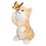 Alomejor ライトキャットガーデン彫刻 絶妙な樹脂600mAh愛らしいライトキャットガーデンオーナメントソーラーパワー変色ライト庭用芝